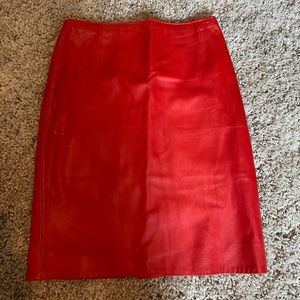 Firenze Santa Barbara 100% Red Leather Skirt